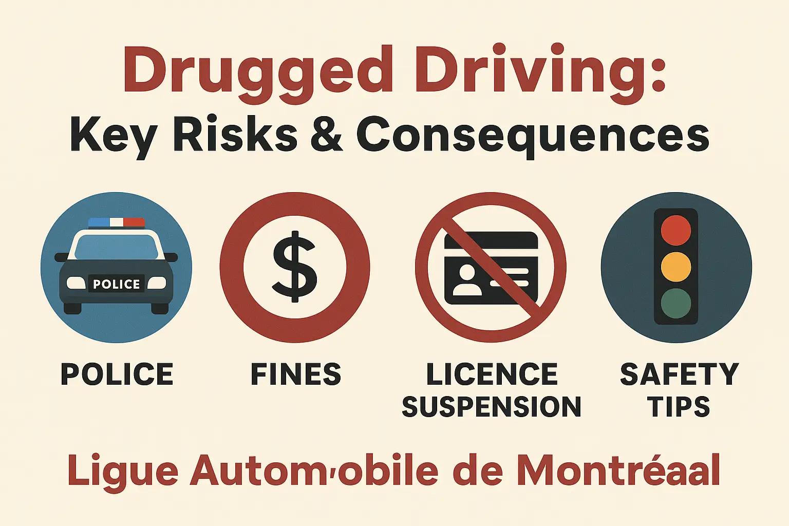 Drugged driving awareness infographic highlighting safety risks